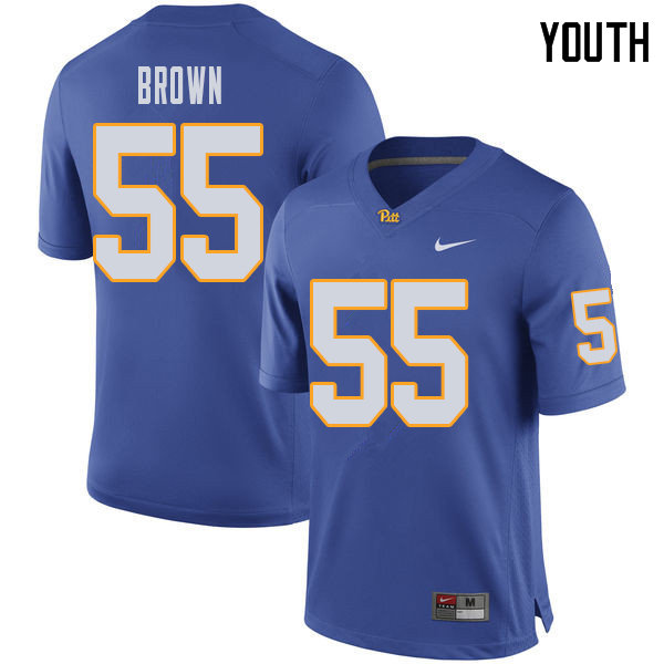 Youth #55 Chase Brown Pittsburgh Panthers College Football Jerseys Sale-Royal